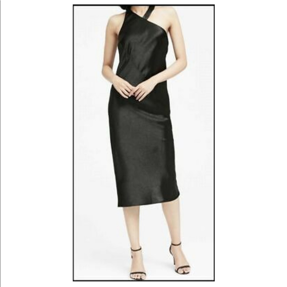 BR | Asymmetric Halter Racerback Satin Dress